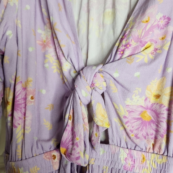 SPELL Lei Lei Tie Front Ruffle Floral Romper in Lavender Sz Small - Picture 8 of 8